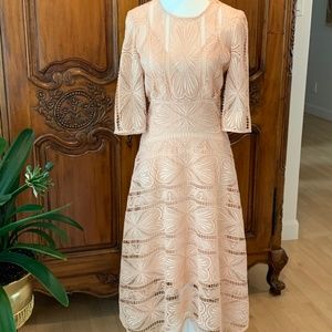 MAJE Ripaz Guipure Lace Dress, Blush Pink, Size 1